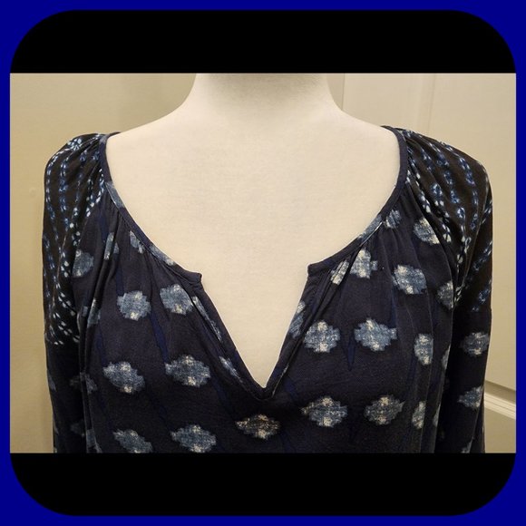 TRIBAL JEANS || Blue Boho Raglan Sleeve Top (SIZE M) - Picture 3 of 10